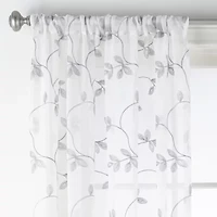 Regal Home Meadow Rod Pocket Embroidered Sheer Single Curtain Panel