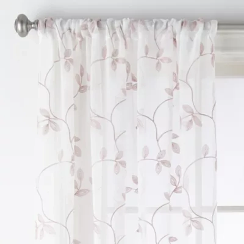 Regal Home Meadow Rod Pocket Embroidered Sheer Single Curtain Panel