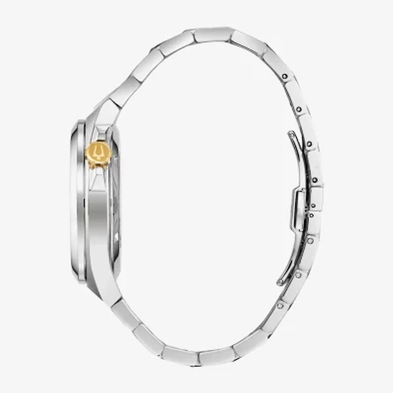 Bulova Maquina Mens Automatic Silver Tone Stainless Steel Bracelet Watch 98a224