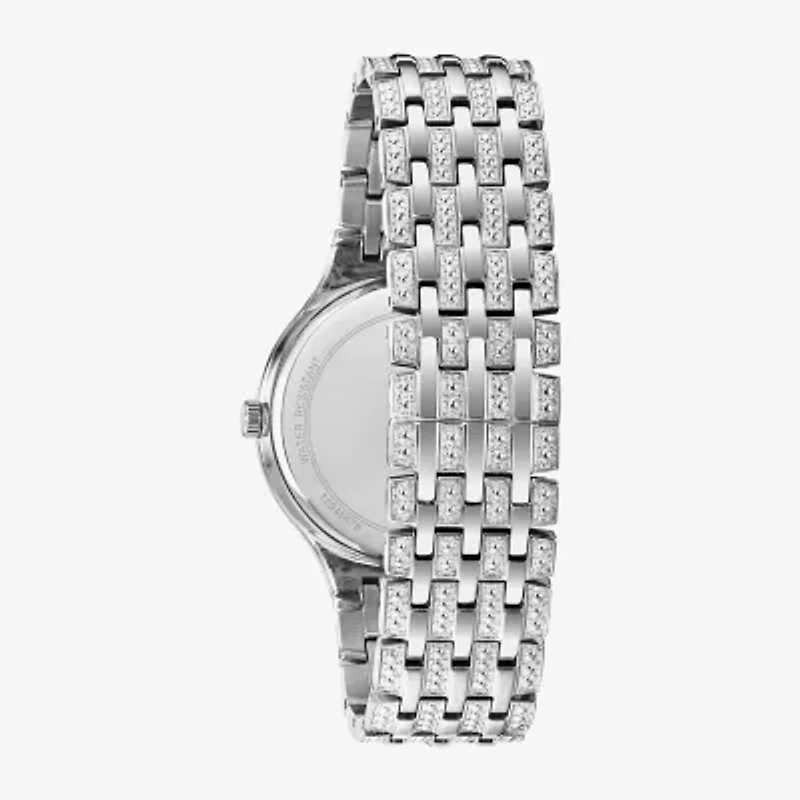 Bulova Phantom Crystal Womens Crystal Accent Silver Tone Stainless Steel Bracelet Watch 96a226