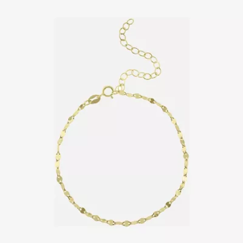 Silver Treasures Womens 14K Gold Over Silver 9 Inch Semisolid Ankle Bracelet