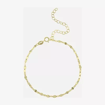 Silver Treasures Womens 14K Gold Over Silver 9 Inch Semisolid Ankle Bracelet