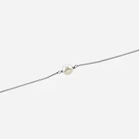 Silver Treasures Freshwater Pearl Womens Sterling Silver 9 Inch Semisolid Box Ankle Bracelet