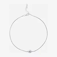 Silver Treasures Freshwater Pearl Womens Sterling Silver 9 Inch Semisolid Box Ankle Bracelet