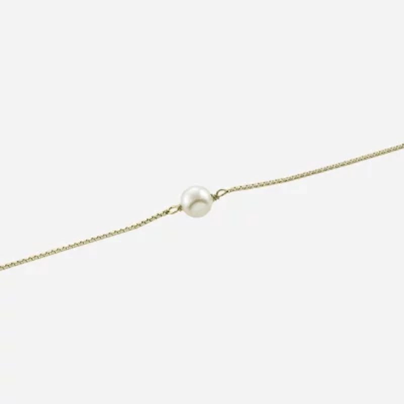 Silver Treasures Womens 14K Gold Over Silver 9 Inch Semisolid Box Ankle Bracelet