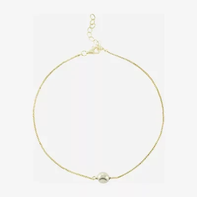 Silver Treasures Womens 14K Gold Over Silver 9 Inch Semisolid Box Ankle Bracelet