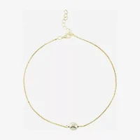 Silver Treasures Womens 14K Gold Over Silver 9 Inch Semisolid Box Ankle Bracelet