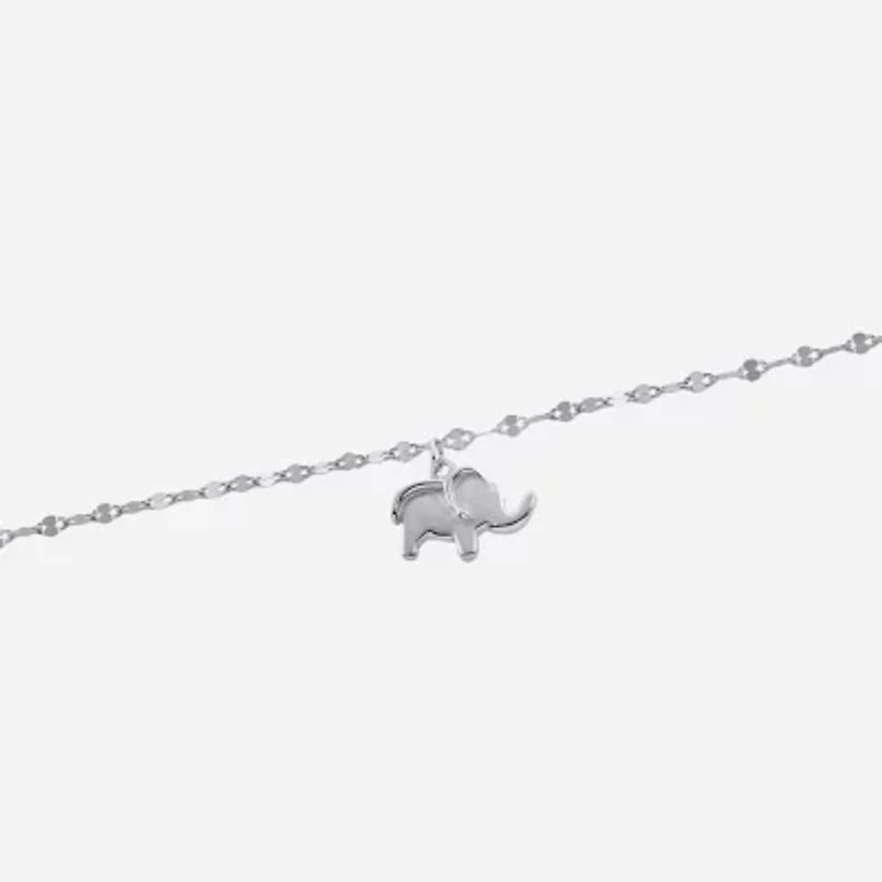 Silver Treasures Elephant Womens Sterling Silver Semisolid Ankle Bracelet