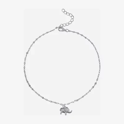Silver Treasures Elephant Womens Sterling Silver Semisolid Ankle Bracelet