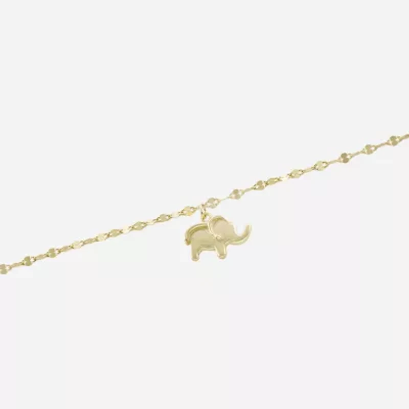 Silver Treasures Elephant Womens 14K Gold Over Silver Semisolid Ankle Bracelet