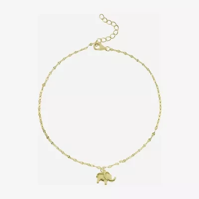 Silver Treasures Elephant Womens 14K Gold Over Silver Semisolid Ankle Bracelet