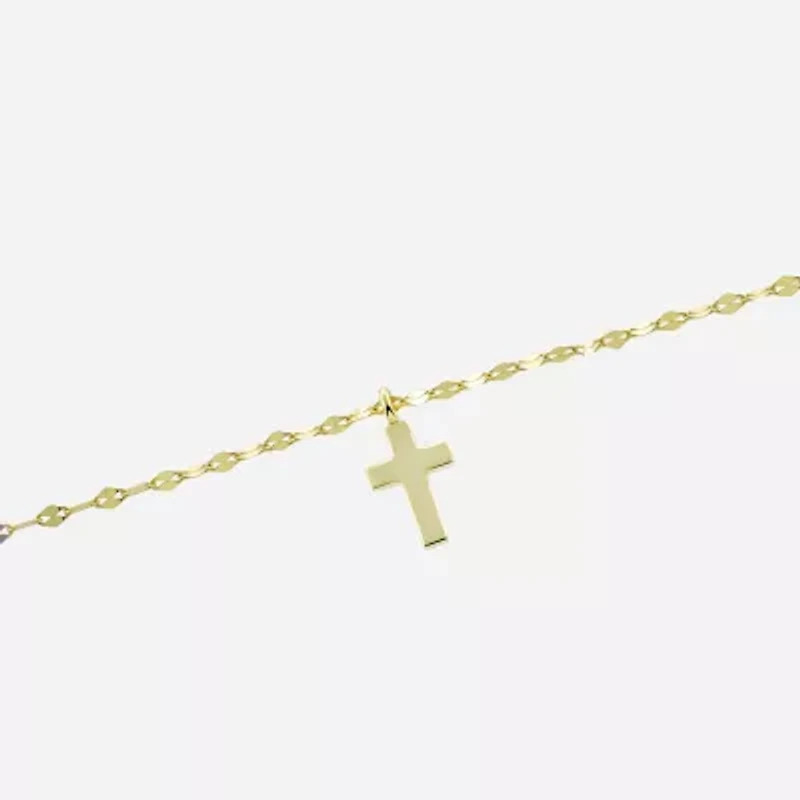 Silver Treasures Womens 14K Gold Over Silver Semisolid Cross Ankle Bracelet
