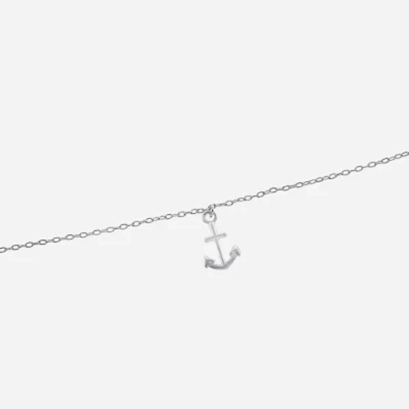 Silver Treasures Womens Sterling Silver 9 Inch Semisolid Cable Anchor Ankle Bracelet