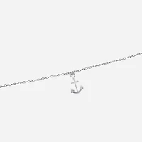 Silver Treasures Womens Sterling Silver 9 Inch Semisolid Cable Anchor Ankle Bracelet