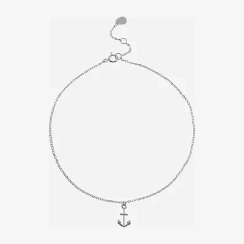 Silver Treasures Womens Sterling Silver 9 Inch Semisolid Cable Anchor Ankle Bracelet