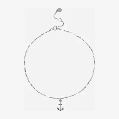 Silver Treasures Womens Sterling Silver 9 Inch Semisolid Cable Anchor Ankle Bracelet