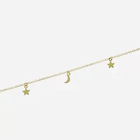 Silver Treasures Womens 14K Gold Over Silver 9 Inch Semisolid Cable Moon Star Ankle Bracelet