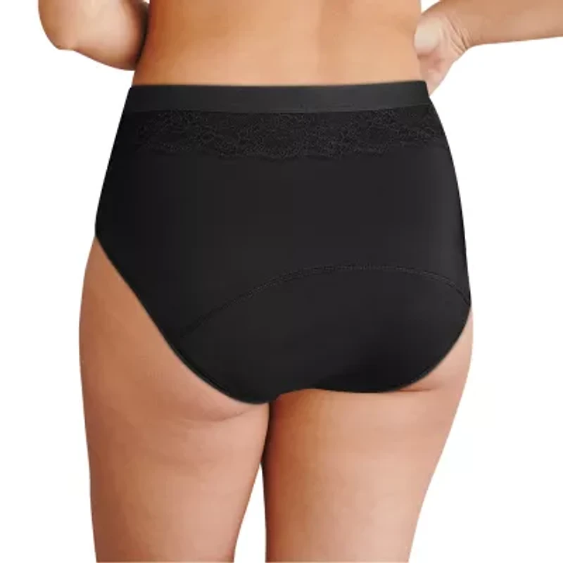 Bali Beautifully Confident With Leak Protection Womens Average + Full Figure Period + Leak Resistant High Cut Panty Dfllh1
