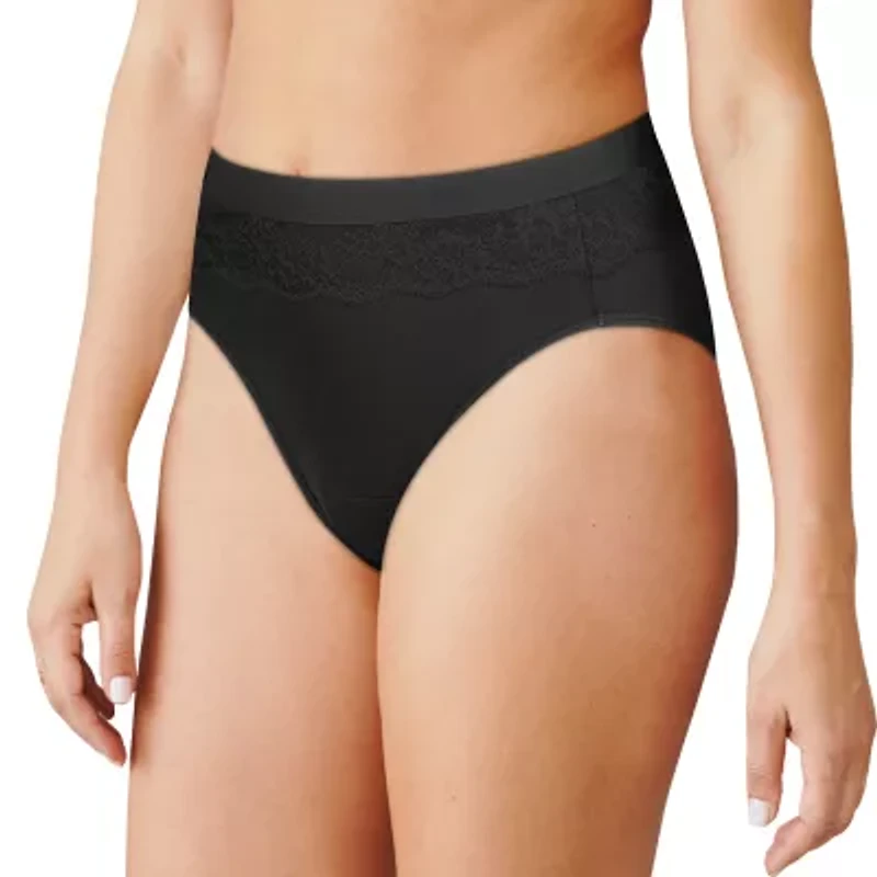 Bali Beautifully Confident With Leak Protection Womens Average + Full Figure Period + Leak Resistant High Cut Panty Dfllh1
