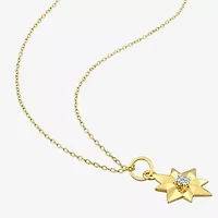 North Star Womens Diamond Accent Natural White Diamond 18K Gold Over Silver Star 18 Inch Pendant Necklace