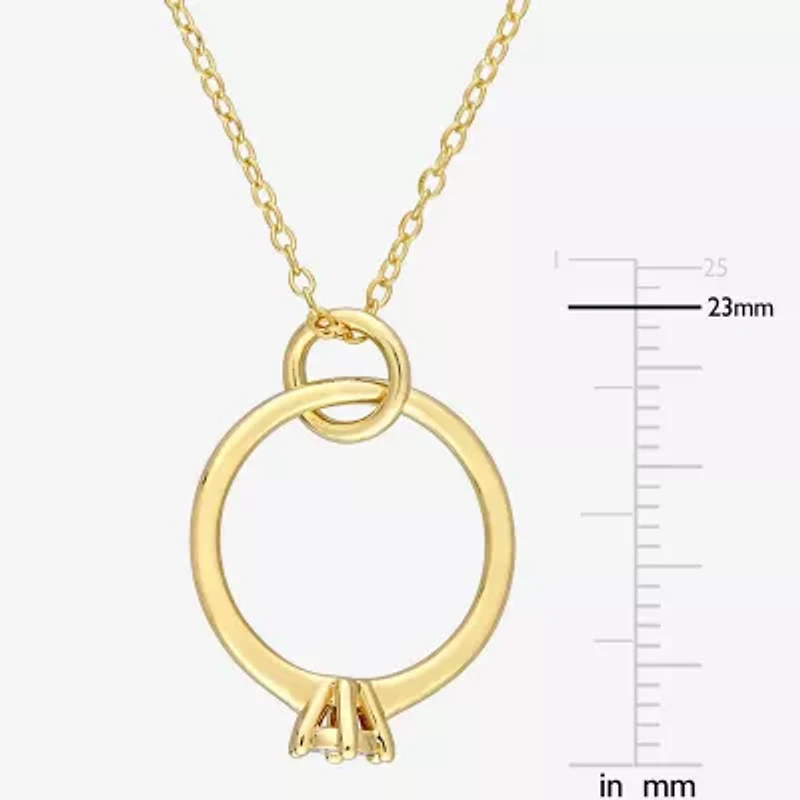 Ring Charm Womens Diamond Accent Natural White Diamond 18K Gold Over Silver 18 Inch Pendant Necklace