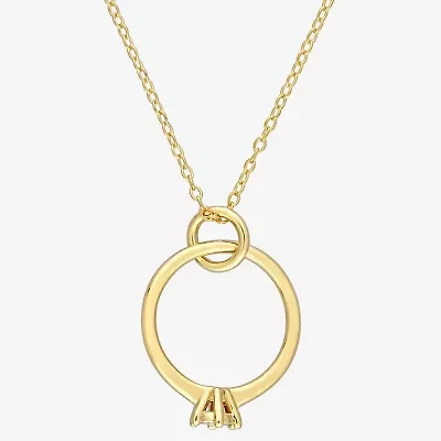 Ring Charm Womens Diamond Accent Natural White Diamond 18K Gold Over Silver 18 Inch Pendant Necklace
