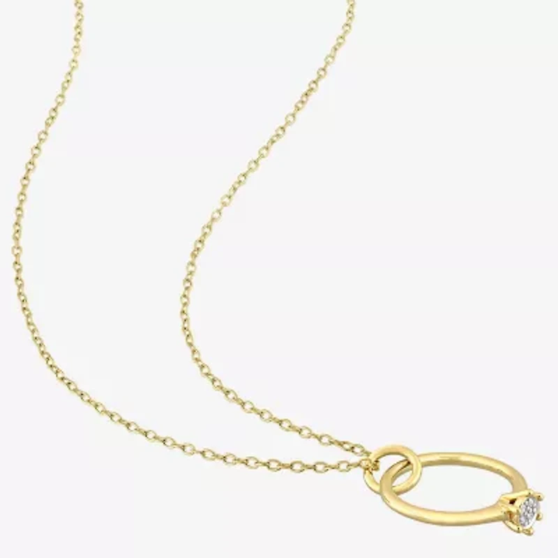 Ring Charm Womens Diamond Accent Natural White Diamond 18K Gold Over Silver 18 Inch Pendant Necklace