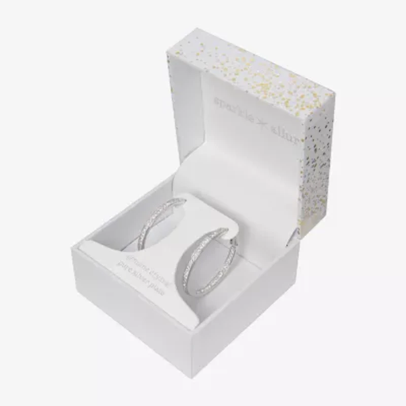 Sparkle Allure Womens Crystal 35mm Hoop Earrings