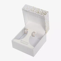 Sparkle Allure Huggie Womens Crystal 24K Rose Gold Over Brass 14mm Hoop Earrings