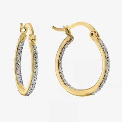 Sparkle Allure Womens Crystal 24K Gold Over Brass 20mm Hoop Earrings