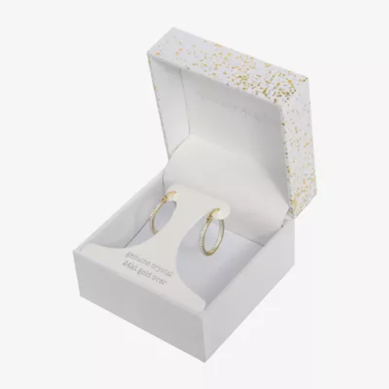 Sparkle Allure Womens Crystal 24K Gold Over Brass 20mm Hoop Earrings