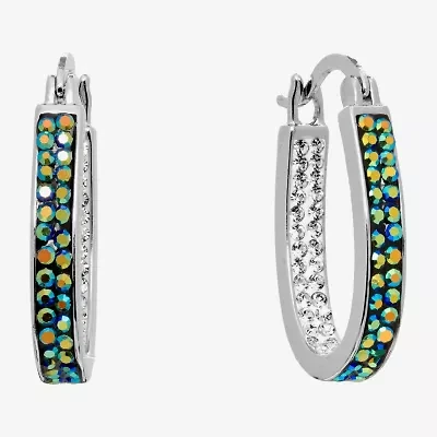 Sparkle Allure Womens Black Crystal 27mm Hoop Earrings