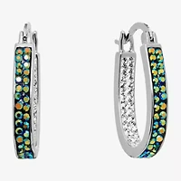 Sparkle Allure Womens Black Crystal 27mm Hoop Earrings