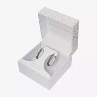 Sparkle Allure Womens Black Crystal 27mm Hoop Earrings
