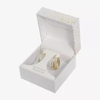 Sparkle Allure Womens Crystal 24K Gold Over Brass 32mm Hoop Earrings