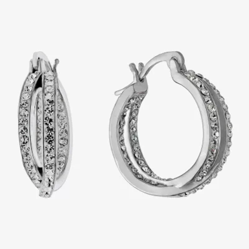 Sparkle Allure Womens Crystal 19mm Hoop Earrings