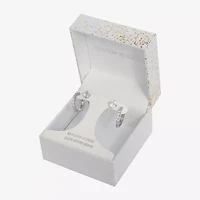 Sparkle Allure Stud & Huggie Hoop Womens Crystal 2 Pair Earring Set