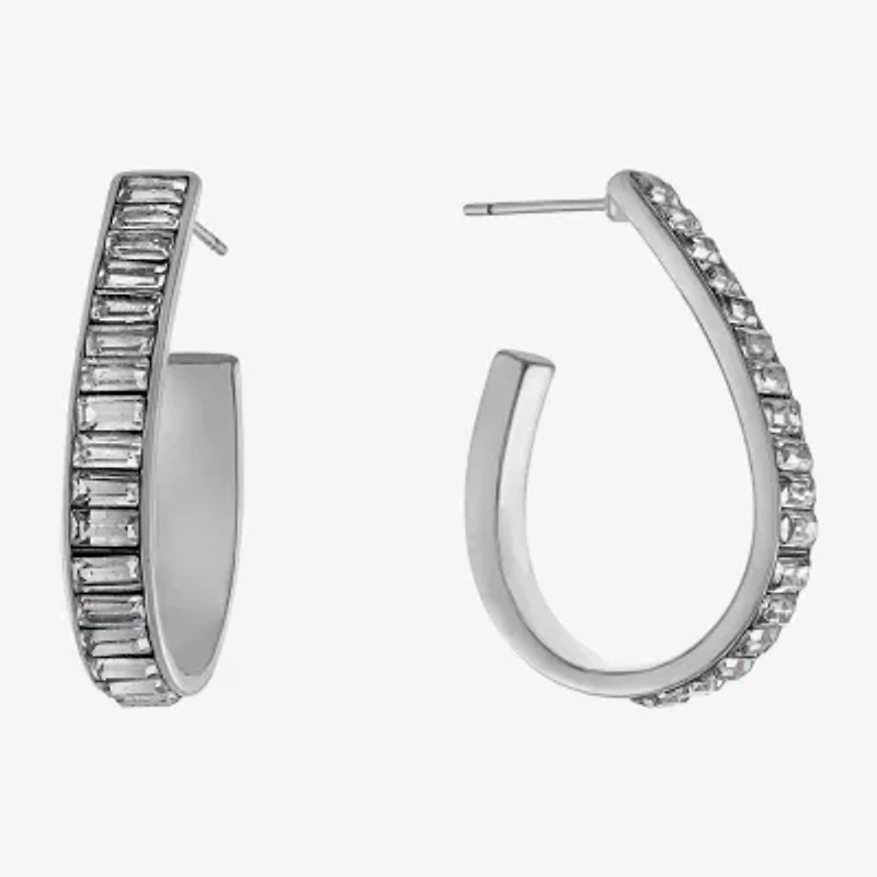 Sparkle Allure Womens Crystal 32mm Hoop Earrings