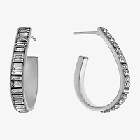 Sparkle Allure Womens Crystal 32mm Hoop Earrings