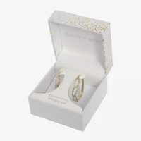 Sparkle Allure Twist Womens Crystal 24K Gold Over Brass 35mm Hoop Earrings