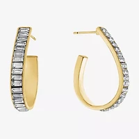 Sparkle Allure Womens Crystal 24K Gold Over Brass 32mm Hoop Earrings