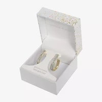 Sparkle Allure Womens Crystal 24K Gold Over Brass 32mm Hoop Earrings