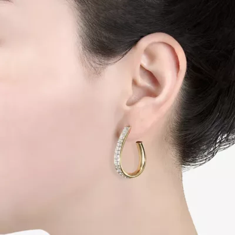 Sparkle Allure Womens Crystal 24K Gold Over Brass 32mm Hoop Earrings