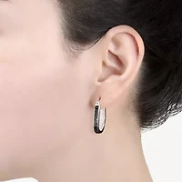 Sparkle Allure Womens Black Crystal 27.1mm Hoop Earrings