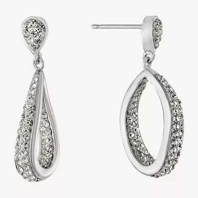 Sparkle Allure Womens Crystal Pure Silver Over Brass Drop Earrings