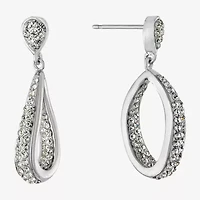 Sparkle Allure Womens Crystal Pure Silver Over Brass Drop Earrings