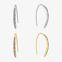 Sparkle Allure Threader Womens Crystal 2 Pair Earring Set