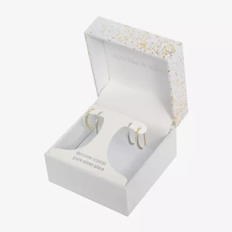 Sparkle Allure Threader Womens Crystal 2 Pair Earring Set