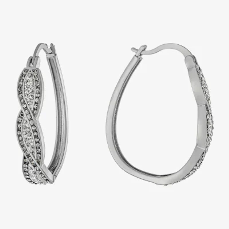 Sparkle Allure Twist Womens Crystal 34.7mm Hoop Earrings