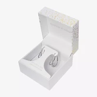 Sparkle Allure Double Womens Crystal 29.2mm Hoop Earrings